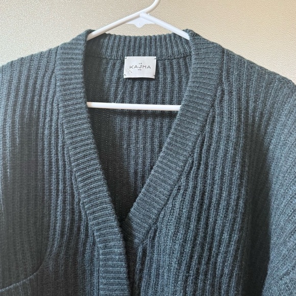 LE KASHA Monaco Cashmere Cropped Ribbed Button Cardigan Green One Size - Picture 4 of 6